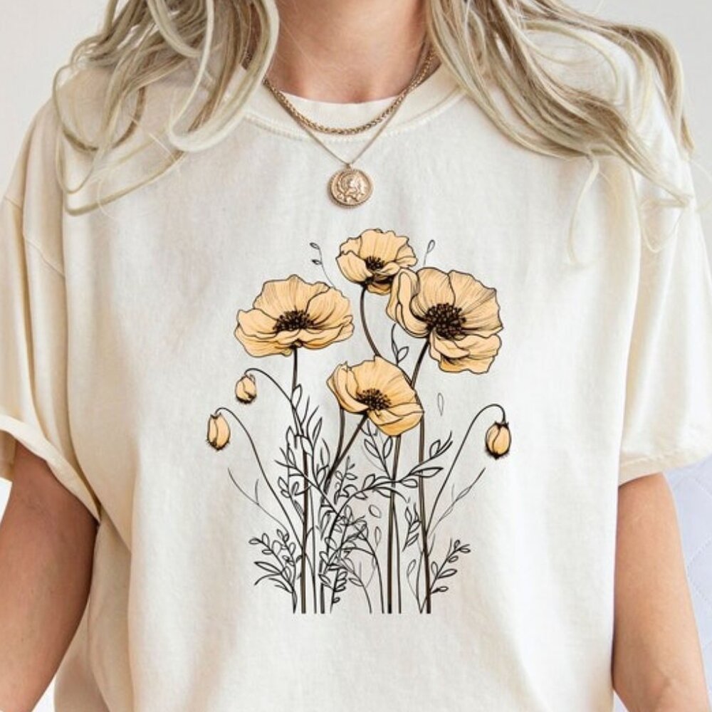 Flowers Shirt, Flower T Shirt, Retro Floral Shirt, Vintage Flower Shirt